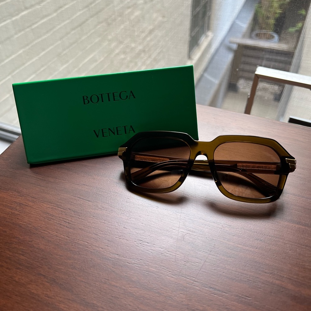 Brown Rectangle Bottega Veneta Sunglasses